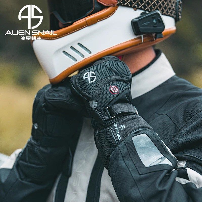 外星蜗牛摩托车手套电加热冬防水防风保暖机车骑行电热手套AT95X