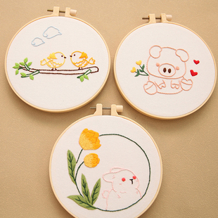 新手儿童入门广绣diy刺绣材料包幼儿园手工课塑料针简单绣花自绣