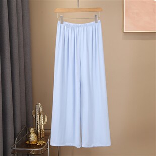 宽松广场舞裤 夏季 子练功 家居薄款 w防蚊裤 女士棉绸睡裤 阔腿九分裤