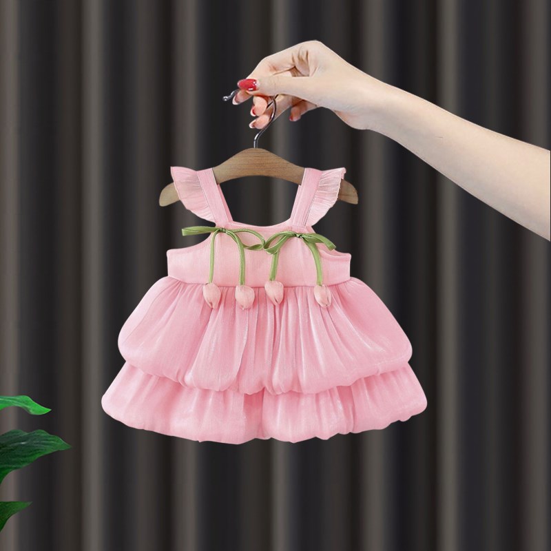 周岁女宝礼服女童夏季连衣裙郁金香生日吊带M裙婴儿夏天甜美公主
