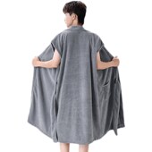 专用洗澡游泳青年浴袍2024 浴衣睡袍加w大男士 浴巾男款 裹巾可穿式