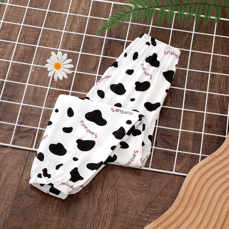 夏季儿童棉绸睡裤灯笼裤男女童绵绸休闲裤中大Q童小孩防蚊裤家居