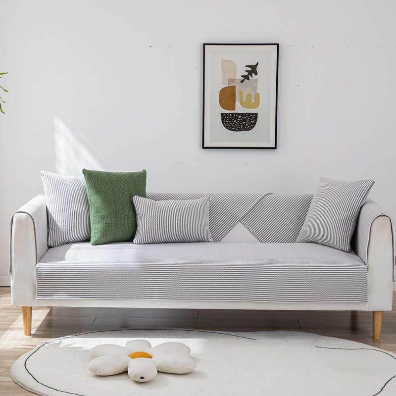 四季棉麻沙发垫灰白条纹简约现代实木通用防滑亚麻坐垫子靠背巾套,居家布艺,沙发垫,淘宝优惠券,粉丝福利购,淘宝优惠卷