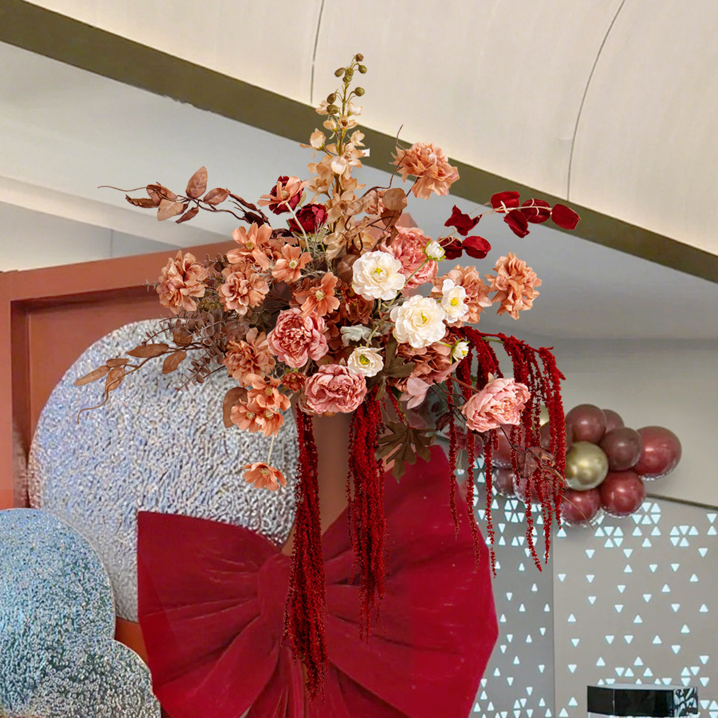 仿真壁挂花艺高级复古橱窗装饰花婚庆活动背景板挂花门头垂吊花卉