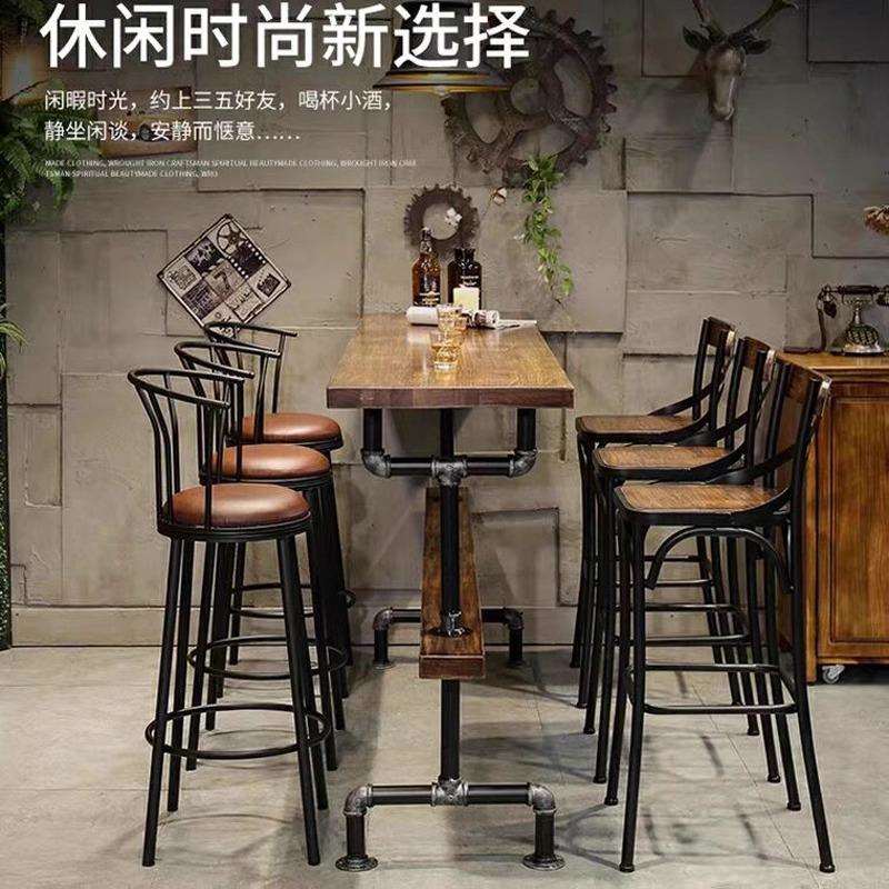 吧台桌椅组合长条桌家用阳台个性酒吧吧台桌小高脚桌实木靠墙桌子
