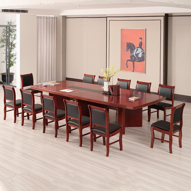 简约现代油漆会议桌长桌贴实木皮会议台洽谈桌接待椭圆条形板式