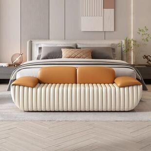 现代轻奢高端床尾凳卧室床边放衣凳法式奶油风高级感床头榻小沙发