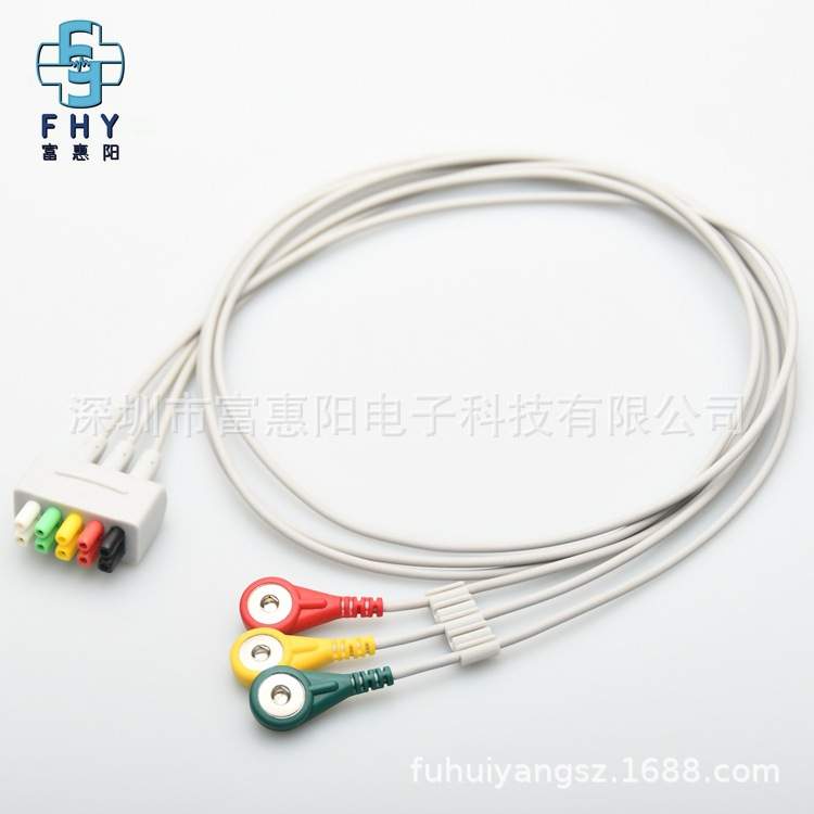 兼容GE马奎VS Dash3000监护仪分体心电导联线 3导病人端扣子分线