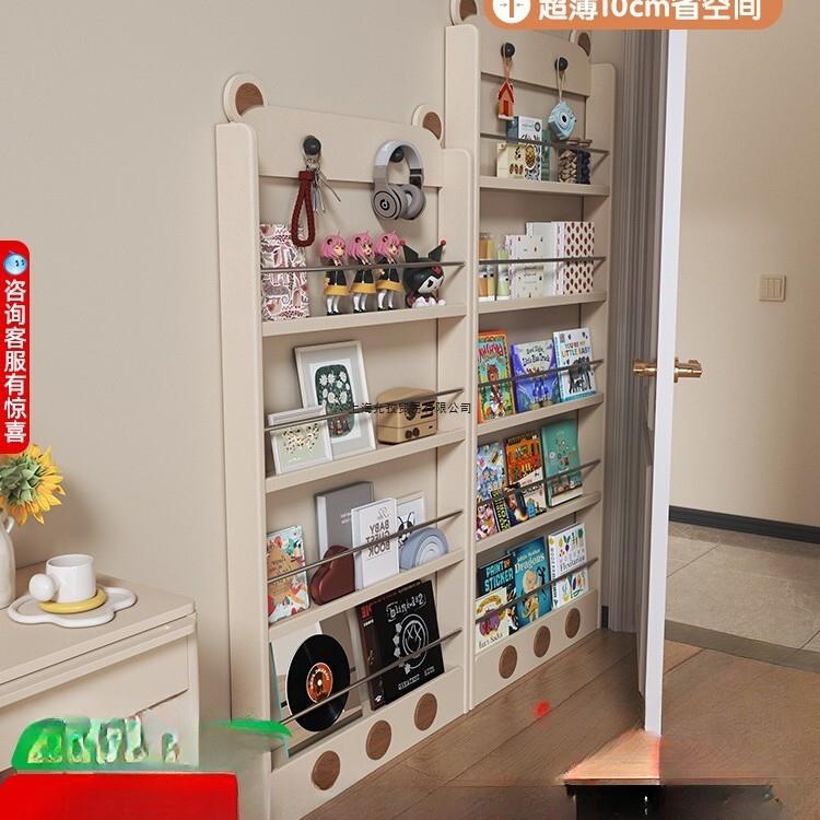 门后超薄书架实木书本杂物置物架不占空间极窄夹缝落地儿童绘本架