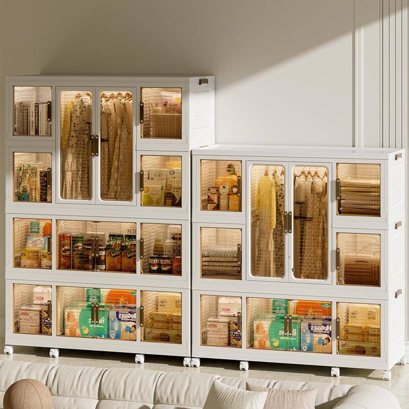 家用收纳箱免安装卧室多层折叠柜双开门宝宝衣柜多功能储物柜柜架