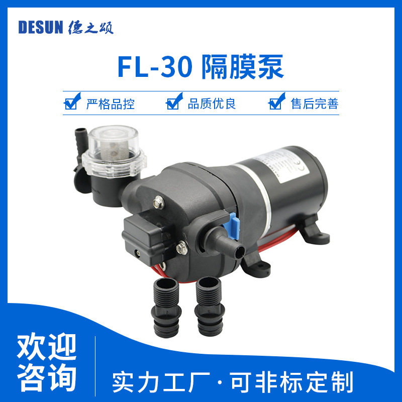 德之颂大流量高扬程微型洗车器水泵多接头增压微型直流电动隔膜泵