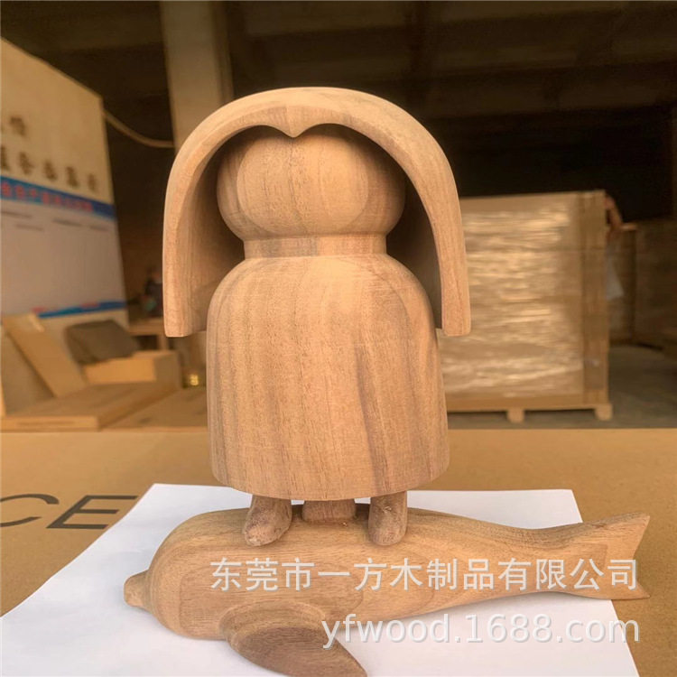 手工打造北美胡桃木木质玩偶雕像吉祥物办公桌摆件风水装饰物件