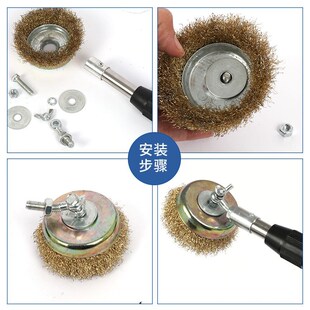 加长钢丝轮清洁刷长柄钢丝球地板刷家务厨房除锈除垢青苔多功能刷