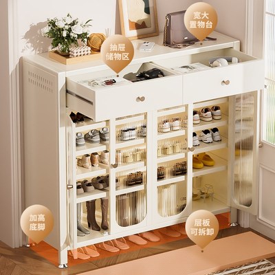 2025新款鞋柜钢制家用门口多层室内玄关收纳柜一体靠墙防尘鞋架子