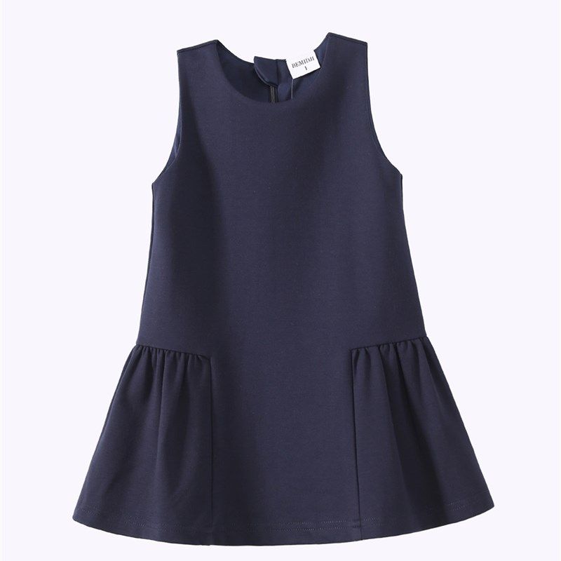 伯米吉2023秋装新款女童藏蓝色马甲裙洋气学院风连衣裙鱼尾背心裙