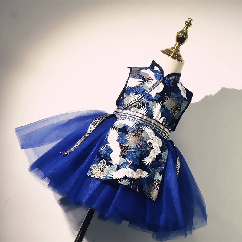 女童旗袍礼服儿童唐装汉服公主裙钢琴花童走秀洋气大童t台潮酷