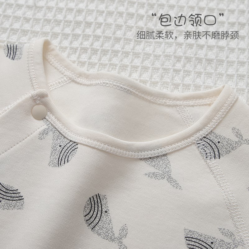 春秋款婴幼儿纯棉侧扣上衣套装保暖打底衫男女宝宝家居服睡衣套装