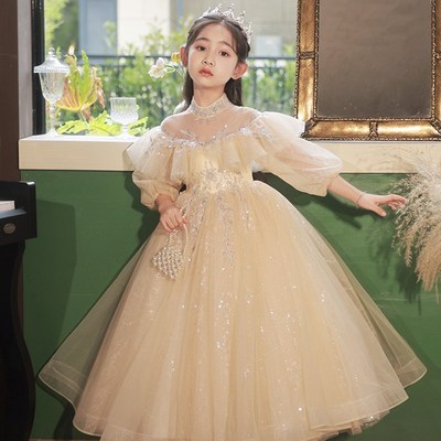 小主持人女童礼服十岁生日宴婚礼花童公主裙大气钢琴演奏儿童礼服