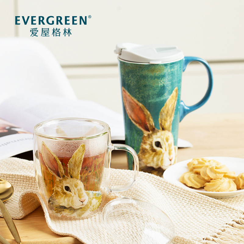 爱屋格林创意陶瓷马克杯可爱卡通水杯子礼物办公室大容量咖啡杯