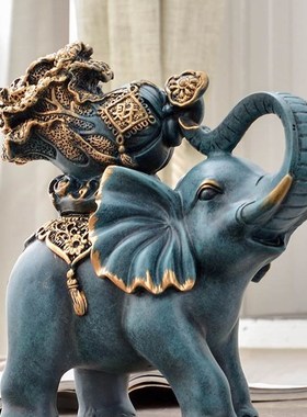 欧式家居客厅装饰品大象摆件葫芦招财玄关电视柜办公室桌面新中式