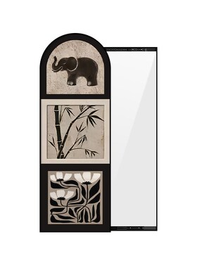 中古风隐藏式可推拉全身镜装饰画法式玄关壁画卧室隐形穿衣镜子画