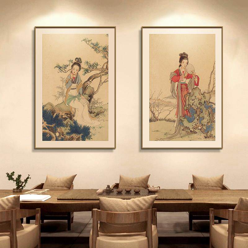 闺房春色画宋式美学仕女图装饰画客厅茶室茶馆氛围感挂画中式壁画