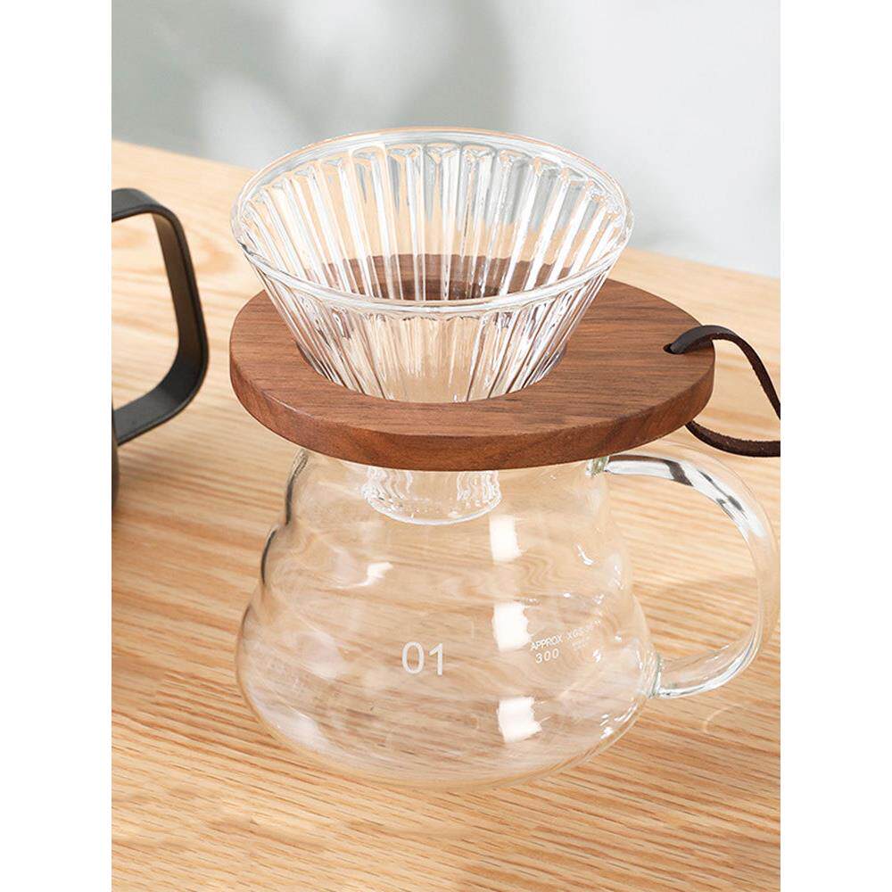 手冲咖啡滤杯托实木制黑胡桃木咖啡配件器具便携V60通用滤杯支架