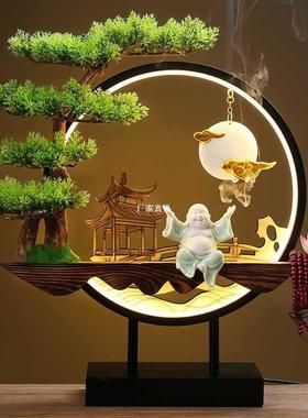 桌面创意新中式禅意摆件灯圈小夜灯家居装饰品客厅办公室开业礼品