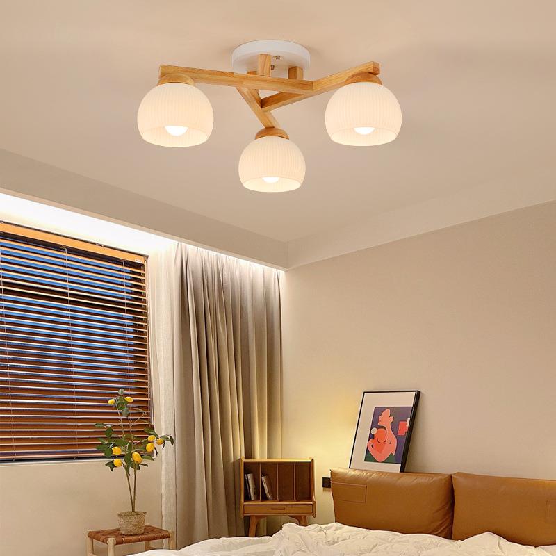 全光谱客厅灯北欧实木吸顶灯简约日式中古原木风卧室灯木艺餐厅灯