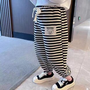男童時髦褲 女寶寬松休閑褲 兒童新款 秋冬款 運(yùn)動褲 條紋百搭衛(wèi)褲 韓版