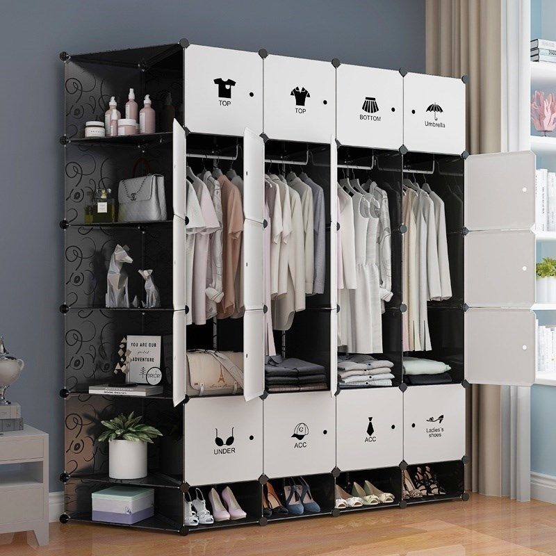 家用简易经济组装型衣柜出租屋塑料衣柜衣物防尘收纳带锁格子衣橱,住宅家具,独立衣柜,淘宝优惠券,粉丝福利购,淘宝优惠卷