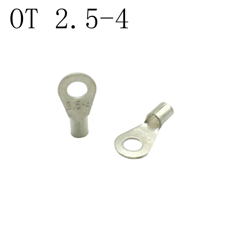 OT2.5-4 冷压接线端子O型圆形裸端头铜线鼻子镀银接线耳 1000只