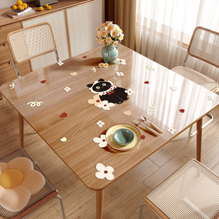 卡通透明方桌桌垫免洗防水防油正方形桌布家用PVC软玻璃茶几垫