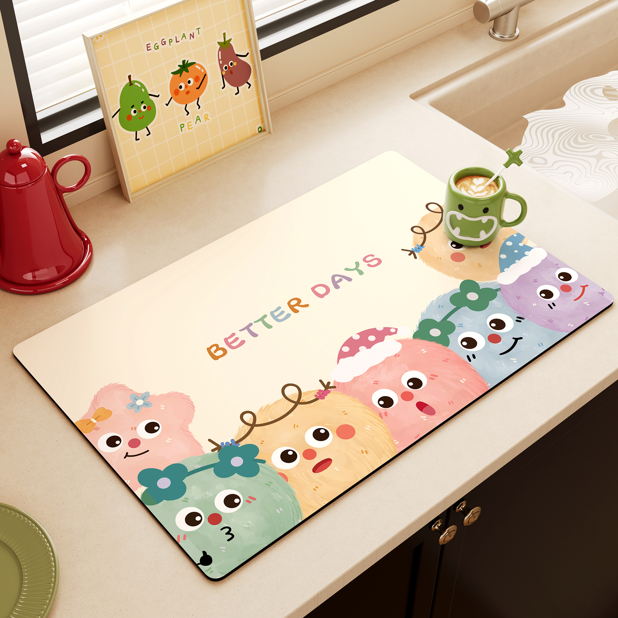 卡通厨房沥水垫硅藻泥桌面吸水垫