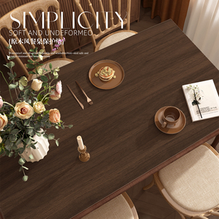 仿木纹高级感餐桌垫桌布防水防油免洗防烫茶几胡桃实木台面保护垫