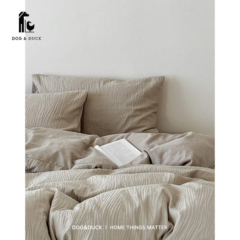 DOG & DUCK高级民宿全棉床上四件套纯棉提花被套床单100%棉床笠款,床上用品,床品套件/四件套/多件套,淘宝优惠券,粉丝福利购,淘宝优惠卷