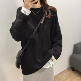胖mm300斤大码毛衣女秋冬宽松套头慵懒外穿中长款针织衫上衣外套
