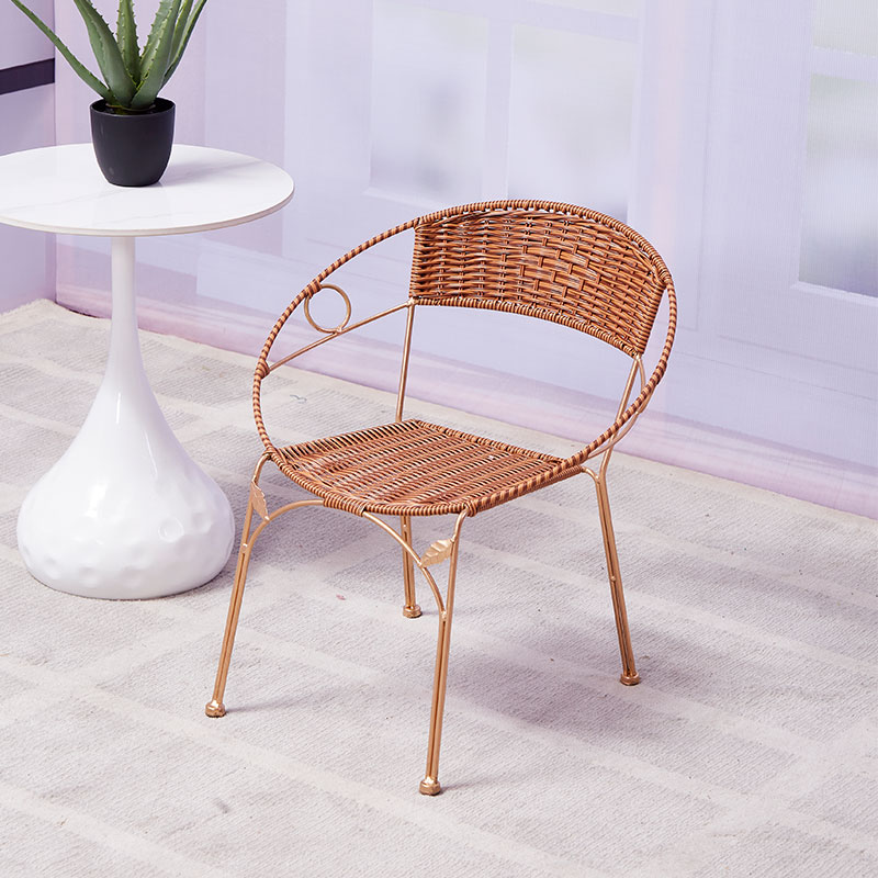藤椅休闲靠背椅铁艺编织阳台椅子成人庭院凳子加固围椅塑料凳圈椅