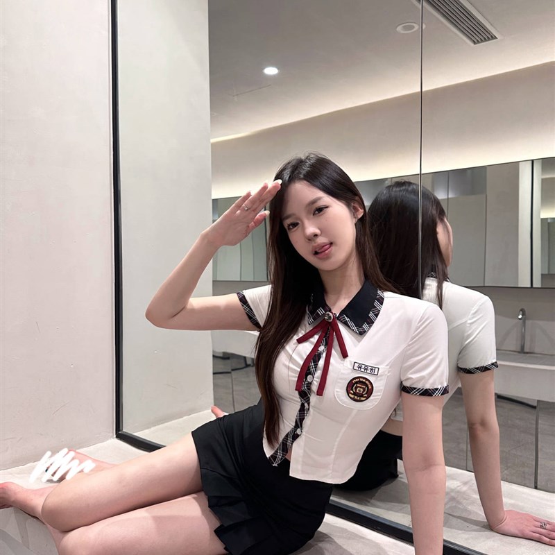 【多莉别再惹我】夏季新款套装女 韩系女高制服学院风两件套女