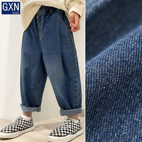 儿童牛仔裤春季款2023新款秋装男童裤子休闲哈伦裤童装罗卜裤长裤