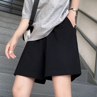 男女裤 显瘦休闲五分裤 子冰丝t新款 外穿沙滩裤 中 夏季 黑色运动短裤