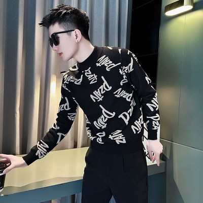 秋冬款半高领毛衣男款高级感内搭上衣C2024新款修身中领针织打底