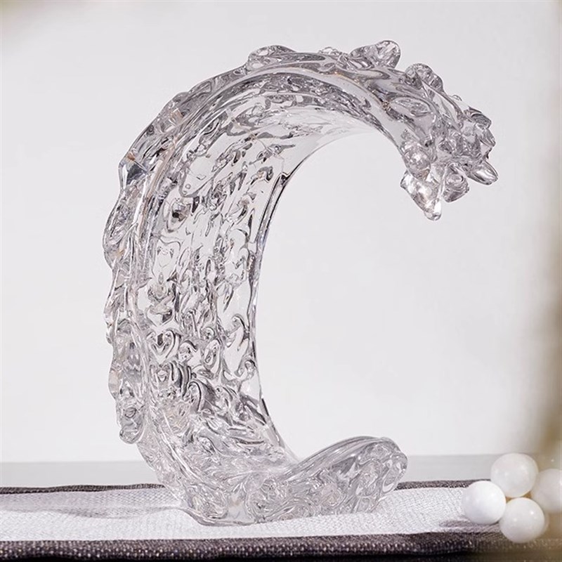 新中式家居软装搭配水晶玻璃摆件木质花瓶器样板间客厅玄关装饰品