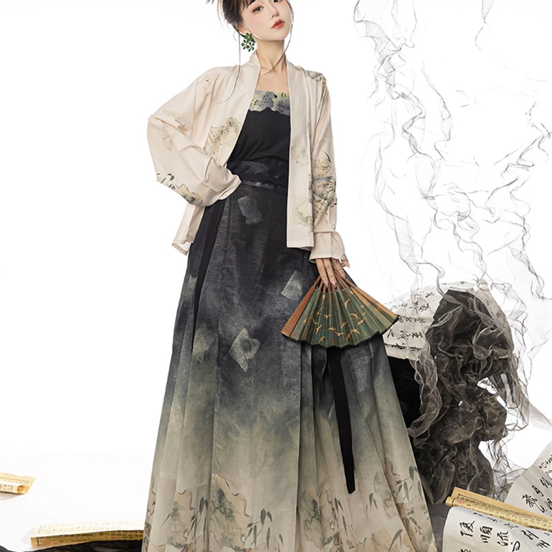 洛花赋【锦灰堆】明制汉服女新中式印花马面裙日常通勤风套装秋款图片