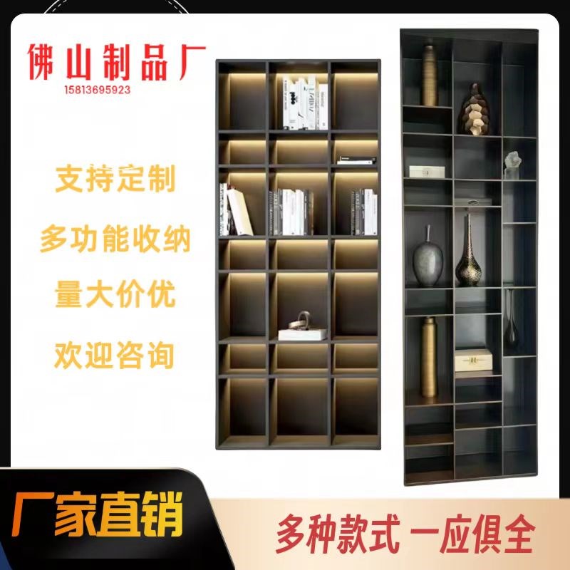 不锈钢酒柜书柜钢板柜p玻璃门定制展示柜金属装饰柜嵌入式电视壁