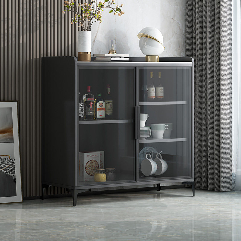 实木岩板小尺寸餐边柜厨房简易碗柜客厅收纳置物柜子家用储物茶柜