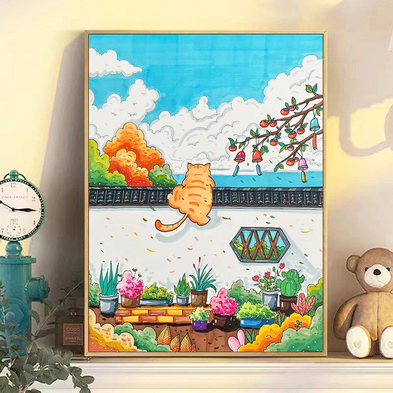 可爱猫咪十字绣2024新款线绣客厅小幅卧室卡通儿童房小件简单新手