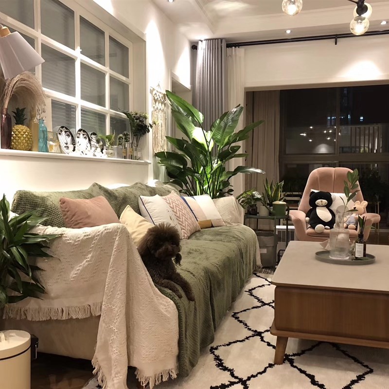 【沙发巾】沙发巾靠背巾沙发垫布艺沙发罩针织线毯白色全盖布