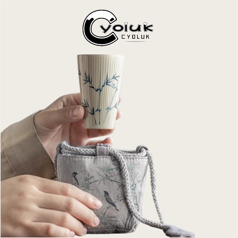 cyoluk手绘茶杯礼盒竹韵盖碗主人杯单杯袋闻香杯高端轻奢品茗茶杯