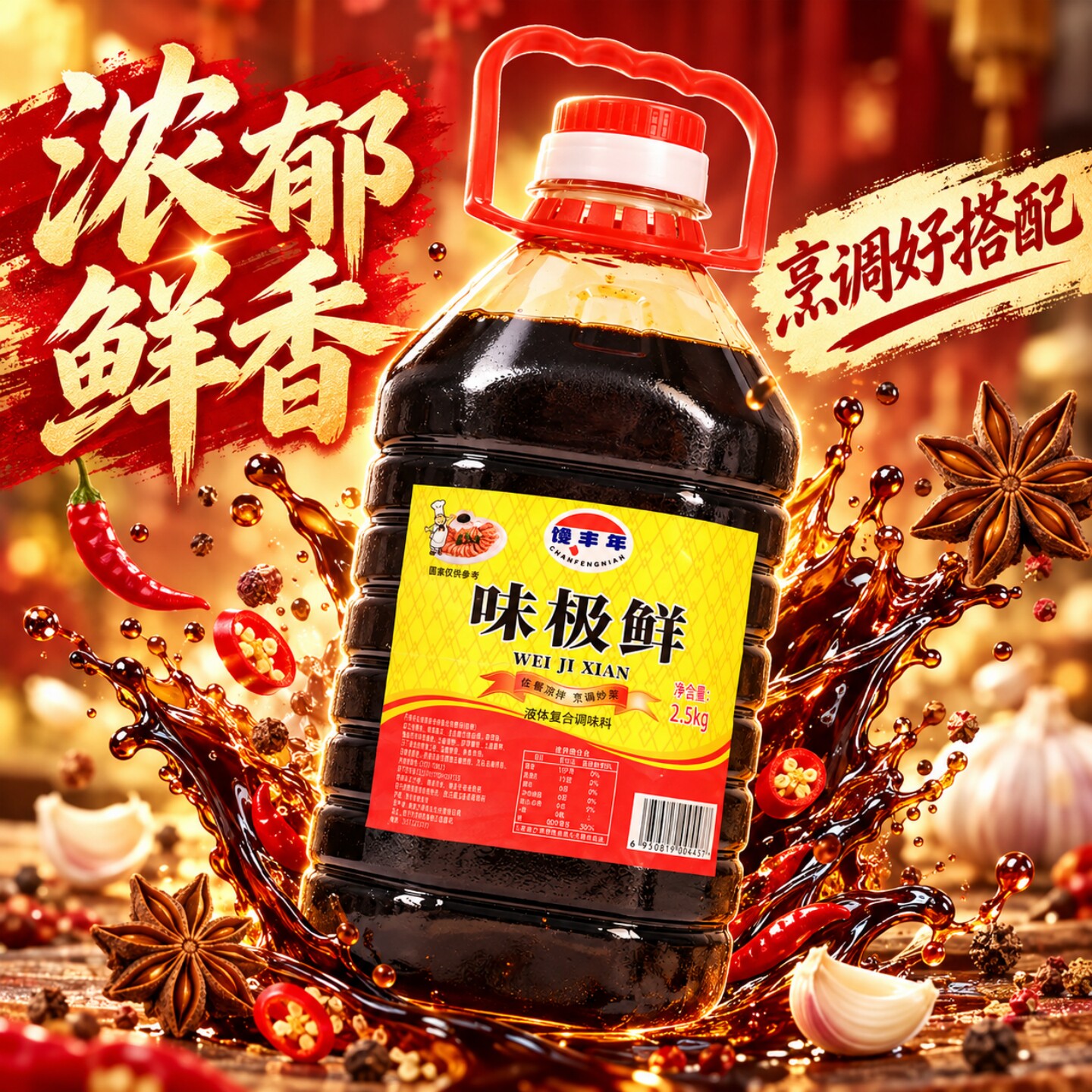 【一桶2.5Kg】味极鲜生抽酱油大桶家用调味料汁凉拌炒菜浓郁鲜香